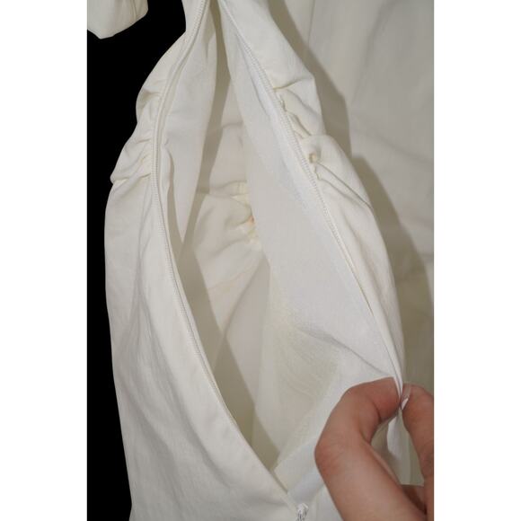 Zara Cream Tie Front Mini Dress XS NWT Short Sleeve Collared Ruched Waist - Picture 10 of 14